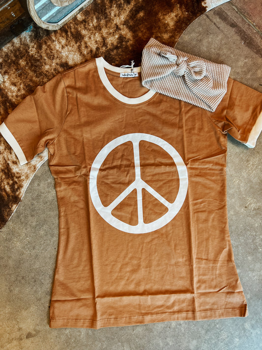 Peace sign ringer tee