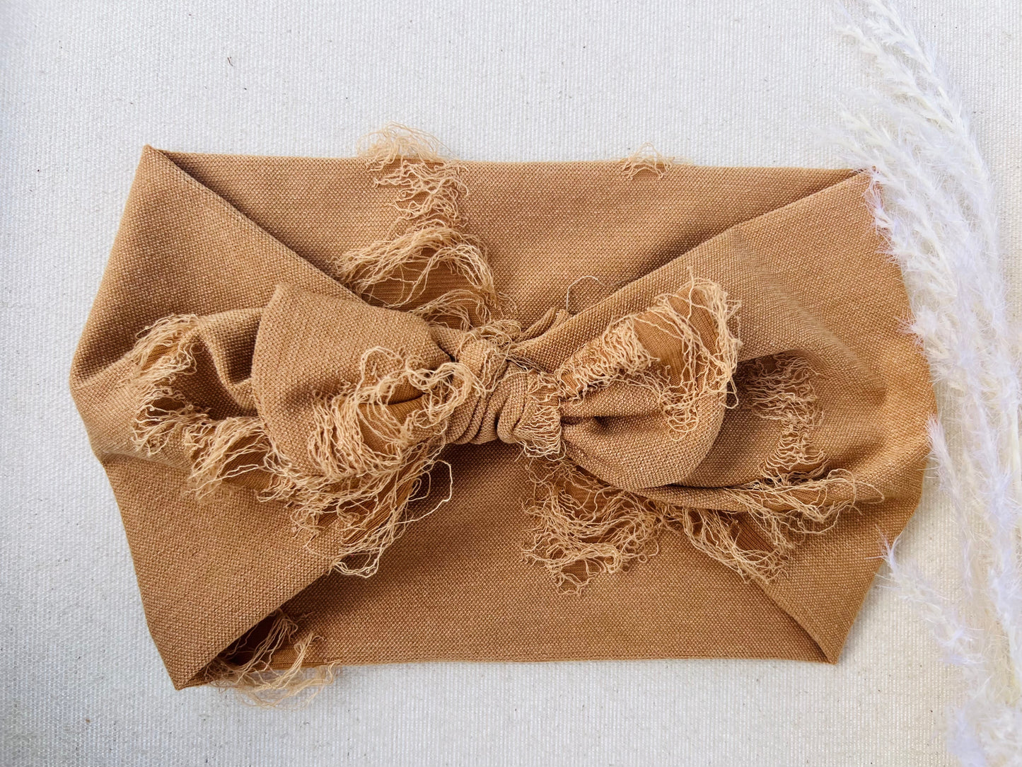 Camel distressed Faux Bow